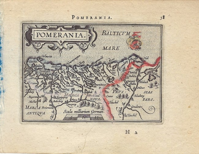 1602 Ortelius Map of Poland's Baltic Coast -- Pomerania: Title:1602 Ortelius Map of Poland's Baltic Coast -- Pomerania,li>Cartographer:A OrteliusYear/Place:1602, AntwerpMap Dimension (in.):3 X 4.2 in.Description:This is a superb smaller map of the coastal r