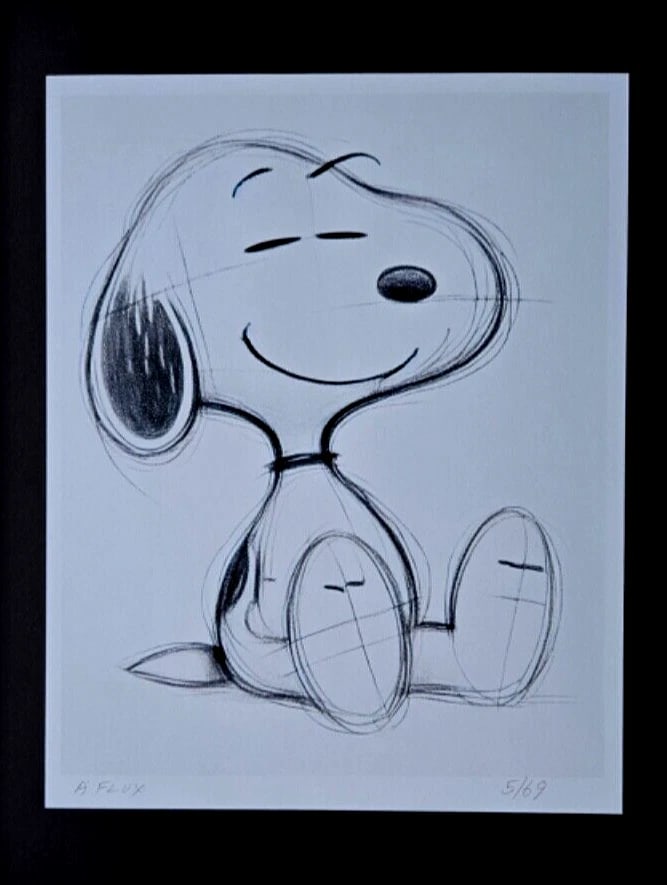 AIDAN FLUX | Hand Signed Original Print Ltd. Ed. of 69 COA SNOOPY Sketch - 2