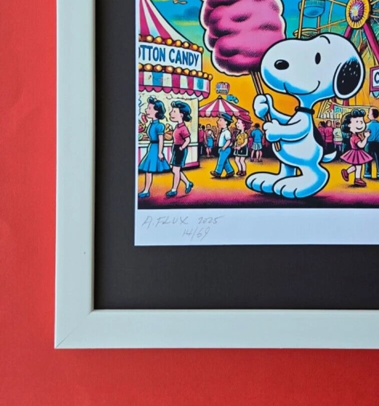 AIDAN FLUX | Hand Signed Authentic Print Framed SNOOPY AT THE STATE FAIR COA - 4