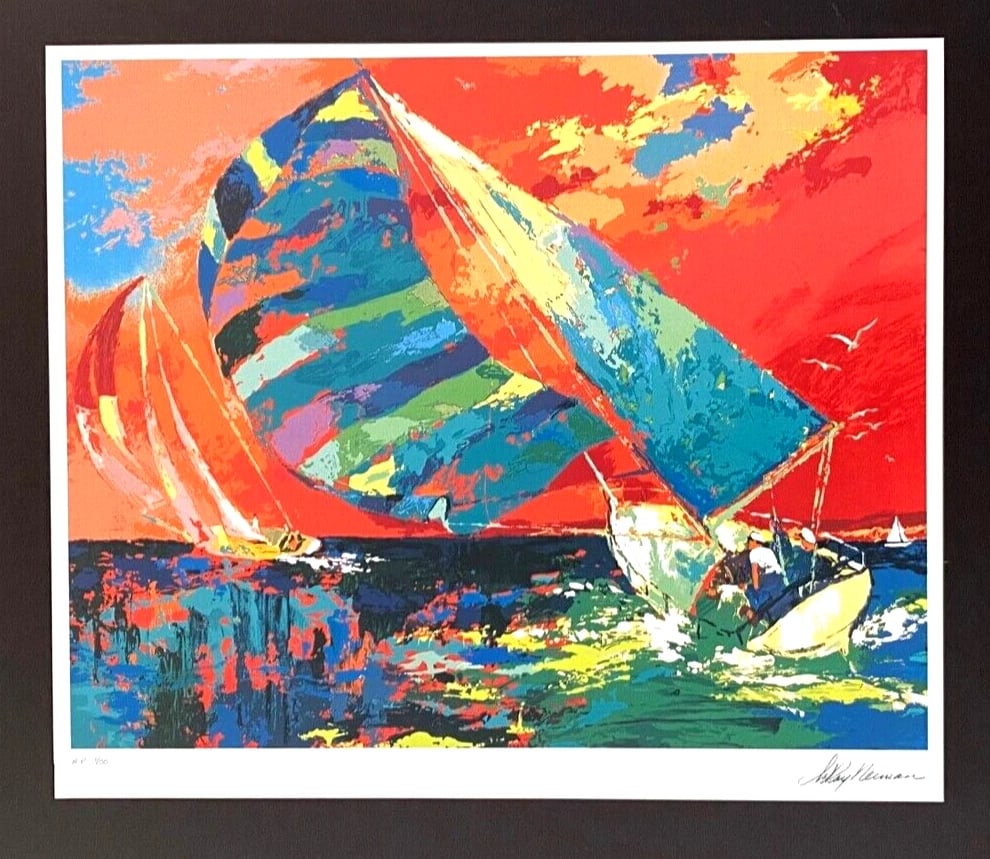 LeRoy Neiman " Sailing " Signed Pop Art Mounted and Framed in a New 11x14 - 2