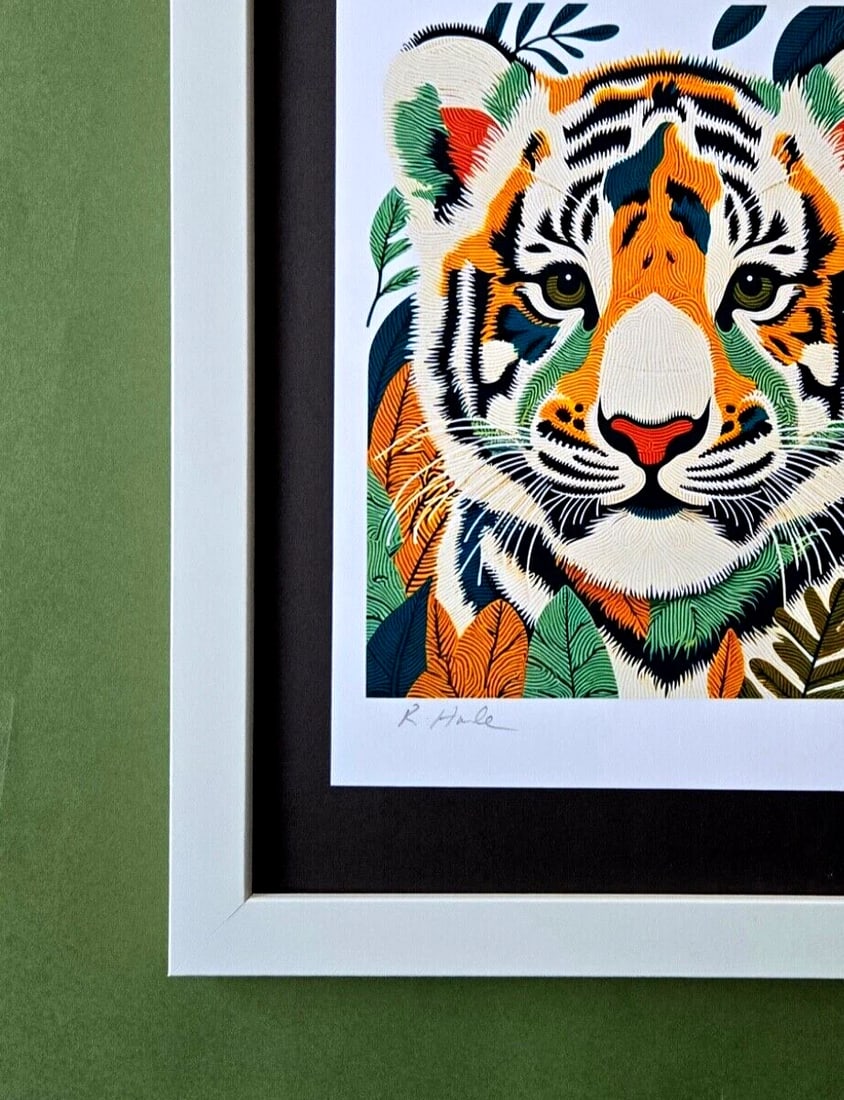 Rabbit Hole " Papa Tiger " Hand Signed Ltd Ed Pop Art Original Print - 4