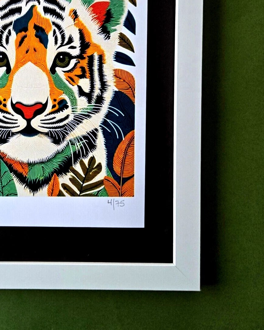 Rabbit Hole " Papa Tiger " Hand Signed Ltd Ed Pop Art Original Print - 5