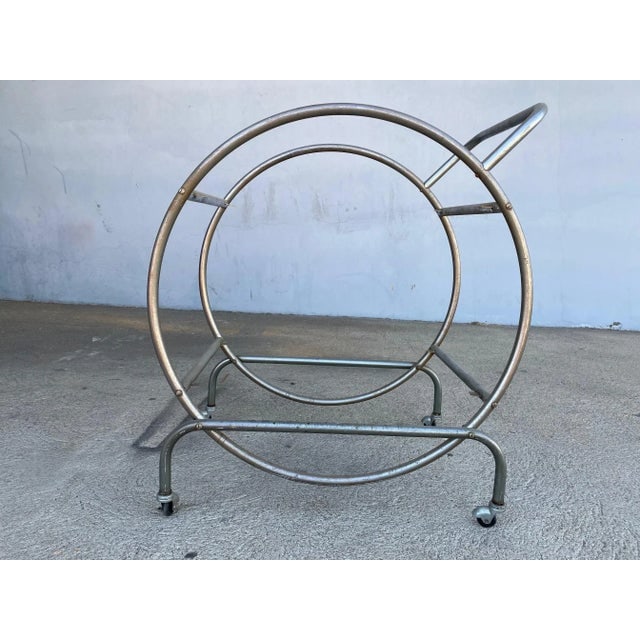 1930s Bauhaus Inspired Art Deco Chrome Tubular Bar Cart - 2