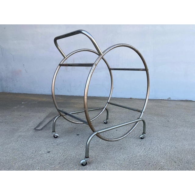 1930s Bauhaus Inspired Art Deco Chrome Tubular Bar Cart - 4