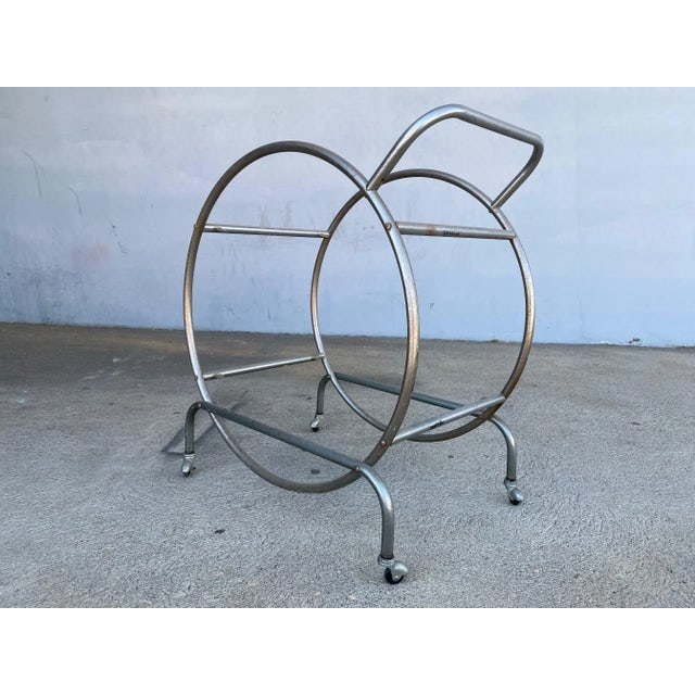 1930s Bauhaus Inspired Art Deco Chrome Tubular Bar Cart - 5