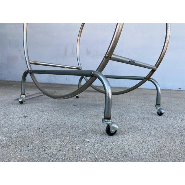 1930s Bauhaus Inspired Art Deco Chrome Tubular Bar Cart - 6