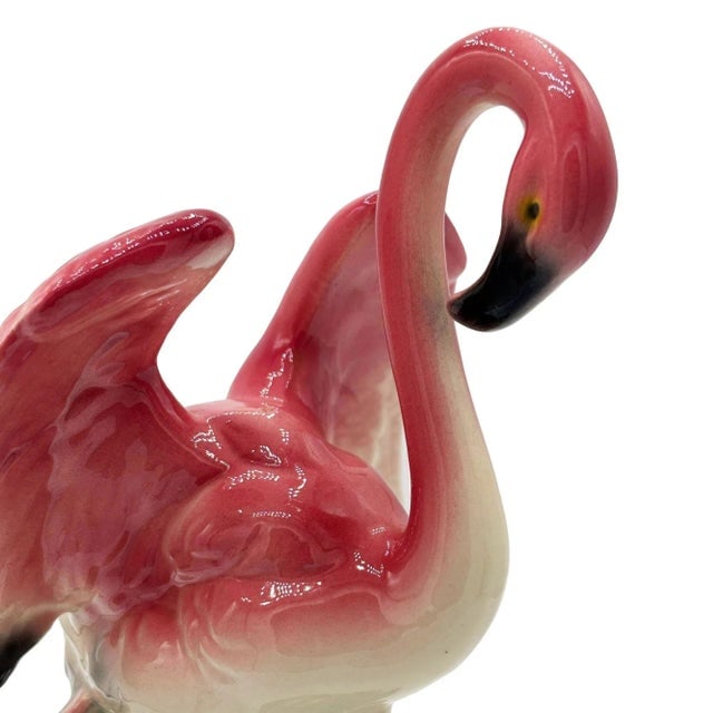 Mid-Century Ceramic Flamingo Figurine Set in Tropical Pond Tray by Maddux - 15