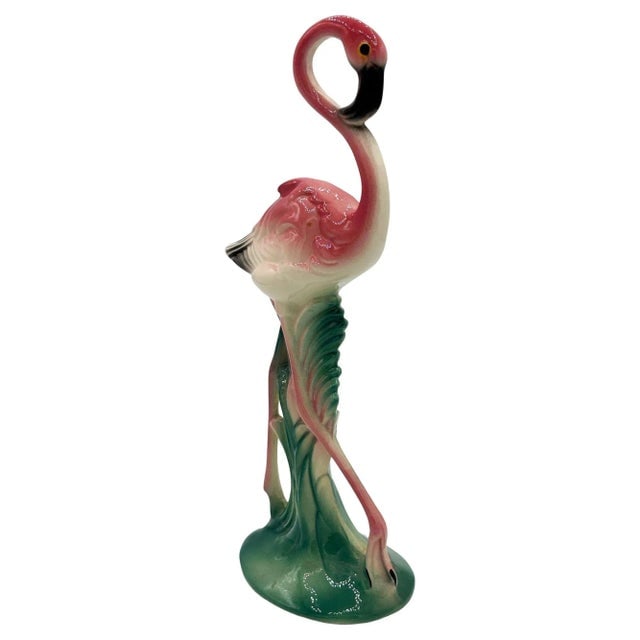Mid-Century Ceramic Flamingo Figurine Set in Tropical Pond Tray by Maddux - 16