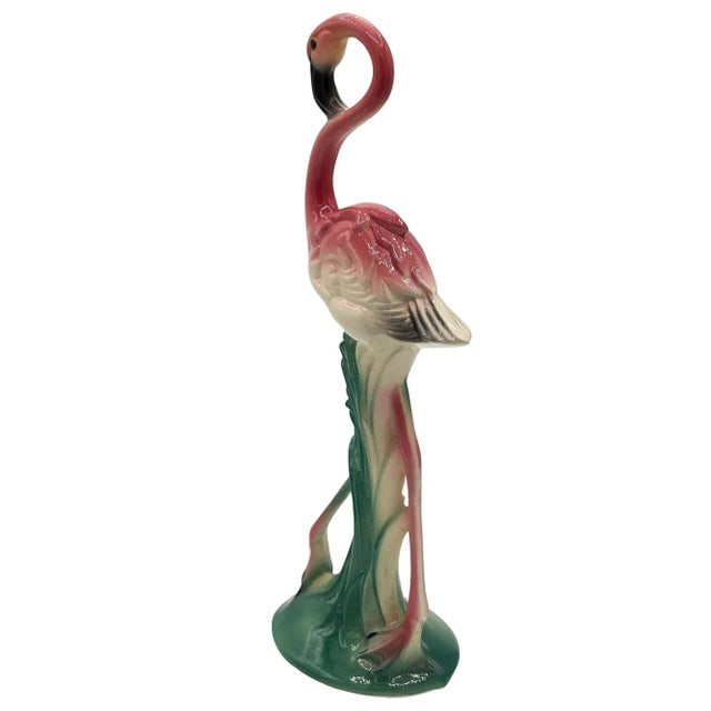 Mid-Century Ceramic Flamingo Figurine Set in Tropical Pond Tray by Maddux - 18