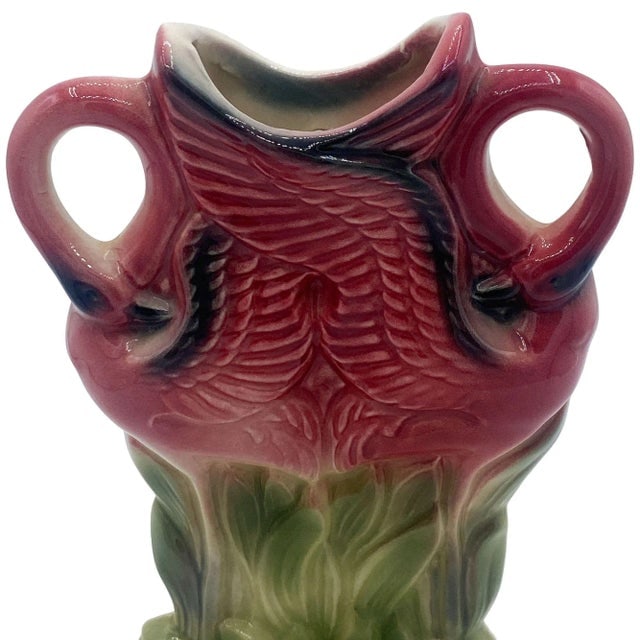 Mid-Century Ceramic California Pottery Tropical Flamingo Flower Wall Vase - 6