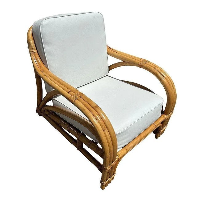 1950s Restored Mid-Century Rattan 3 Strand Transitional Lounge Chair - 2