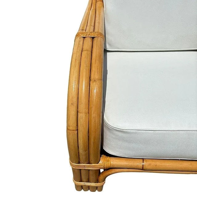 1950s Restored Mid-Century Rattan 3 Strand Transitional Lounge Chair - 7