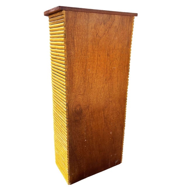 1930s Restored Paul Frankl Style Stacked Rattan & Mahogany Petite Chest of 4 Drawers - 4