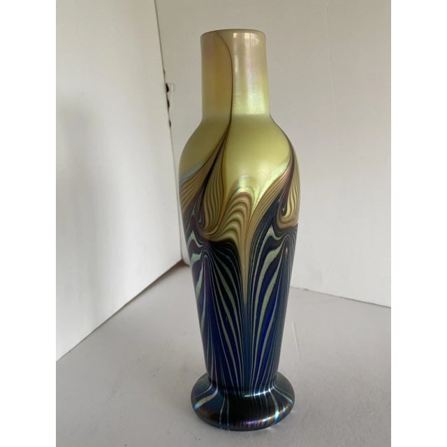Iridescent 7 Color Art Glass Vase by Lundberg Studio - 4