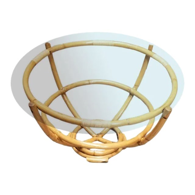1950s Restored Rattan Glass Top Coffee Table (1 of 5)