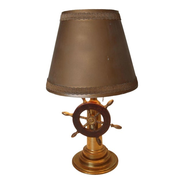 1950s Nautical Brass and Bakelite Ships Wheel Helm Table Lamp (1 of 5)