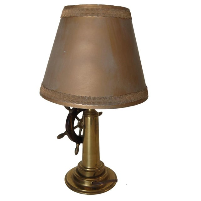 1950s Nautical Brass and Bakelite Ships Wheel Helm Table Lamp - 5