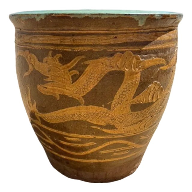 Antique Century Chinese Egg Art Pottery Holder Bird & Dragon Jardini√®re Planter: Title: Antique Century Chinese Egg Art Pottery Holder Bird & Dragon Jardini√®re Planter Description: Late 19th-century Chinese art pottery egg jar featuring elegant bird, a dragon and plant