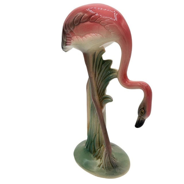 1950s Mid-Century Matching Pink Flamingo Ceramic Tabletop Vase Set by Brad Keeler, A Pair - 2