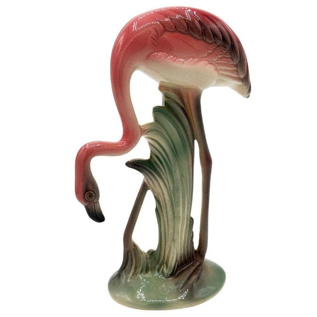 1950s Mid-Century Matching Pink Flamingo Ceramic Tabletop Vase Set by Brad Keeler, A Pair - 4