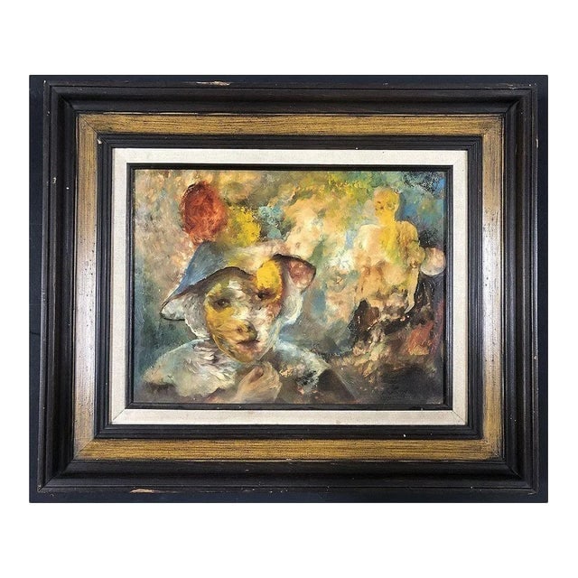 Raphael De Buck Style Oil and Canvis Impressionist Portrait, Framed: Title: Raphael De Buck Style Oil and Canvis Impressionist Portrait, Framed Description: Original oil on canvas impressionist portrait in the style of the works by Raphael De Buck with a