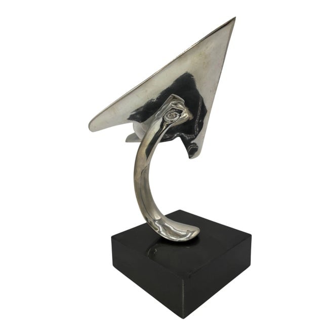 1980s Modernist Lockheed F-117 Nighthawk Chrome Sculpture W/ Black Granite Base - 3