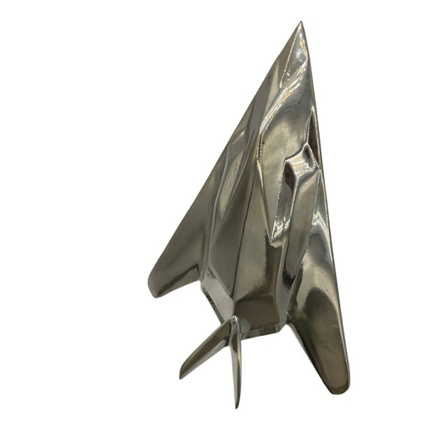 1980s Modernist Lockheed F-117 Nighthawk Chrome Sculpture W/ Black Granite Base - 4