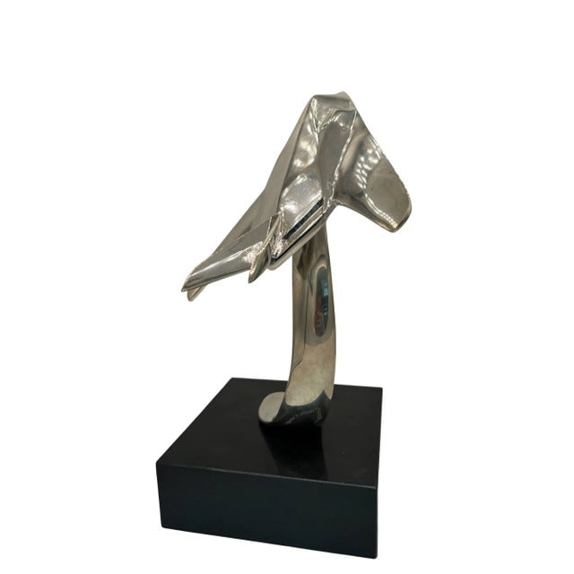 1980s Modernist Lockheed F-117 Nighthawk Chrome Sculpture W/ Black Granite Base - 5