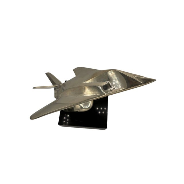 1980s Modernist Lockheed F-117 Nighthawk Chrome Sculpture W/ Black Granite Base - 6