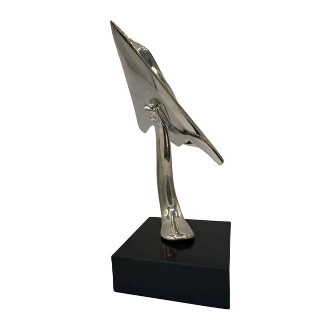 1980s Modernist Lockheed F-117 Nighthawk Chrome Sculpture W/ Black Granite Base - 7