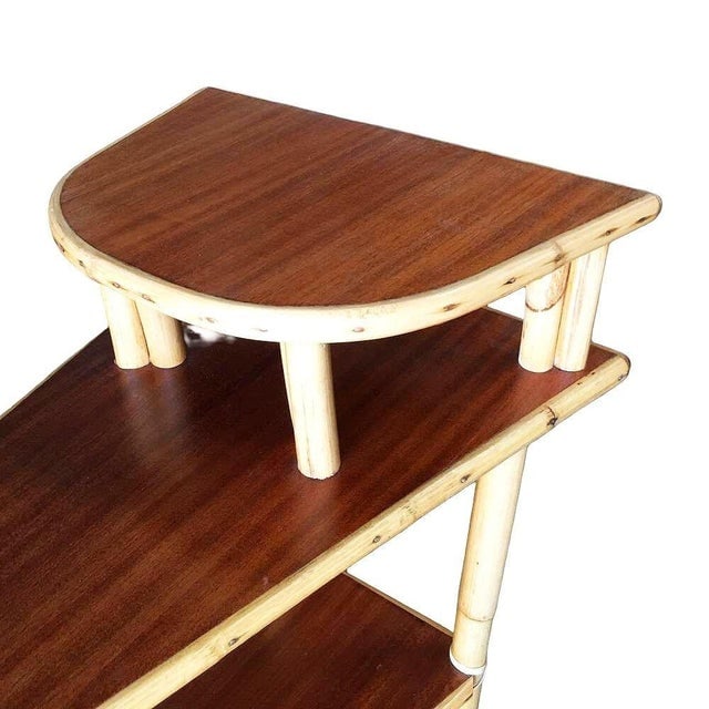 1950s Restored Mid-Century 3-Tier Wedge Side Lamp Table W/ Mahogany Tops - 10