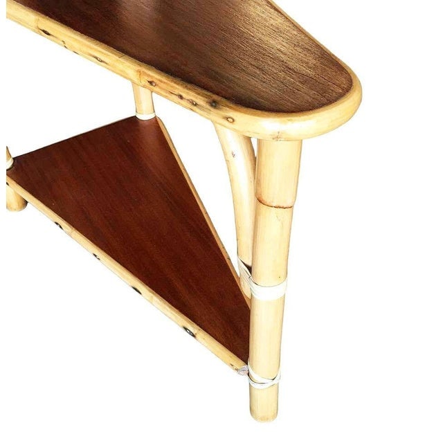 1950s Restored Mid-Century 3-Tier Wedge Side Lamp Table W/ Mahogany Tops - 8