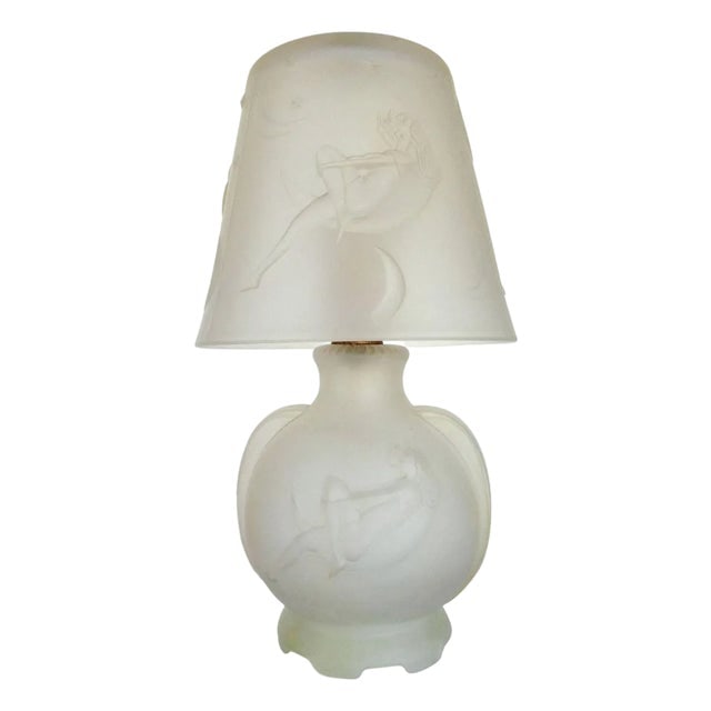 1984 Art Deco Lay by the Stars Crescent Moon Boudoir Glass Lamp by Sarsaparilla (1 of 8)