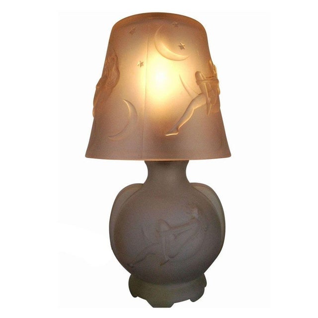 1984 Art Deco Lay by the Stars Crescent Moon Boudoir Glass Lamp by Sarsaparilla - 4