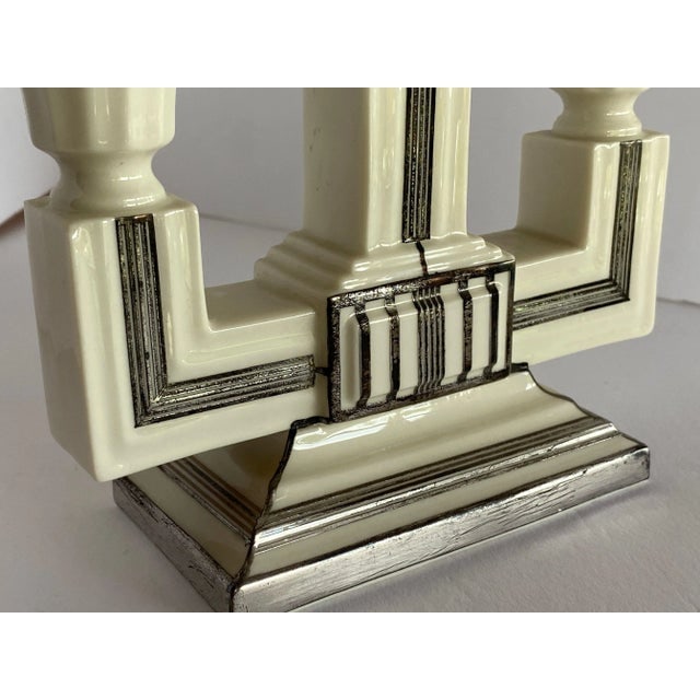 1930s Lenox Stepped Art Deco Candelabra With Sterling Silver Overlay - 5