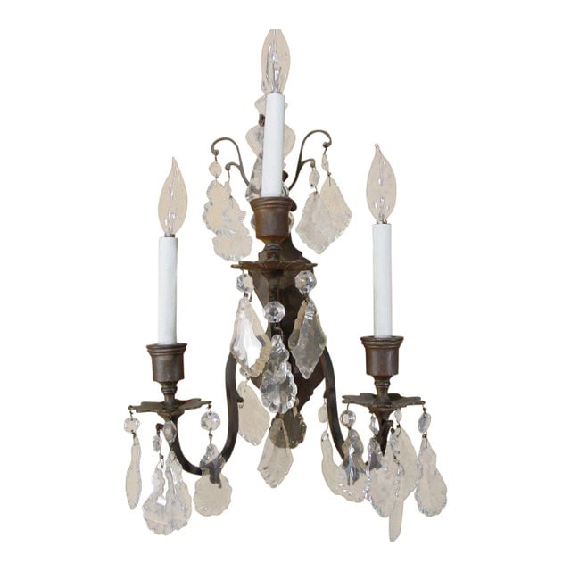 Early 20th Century Italian Cut Crystal Wall Sconces - a Pair (1 of 4)