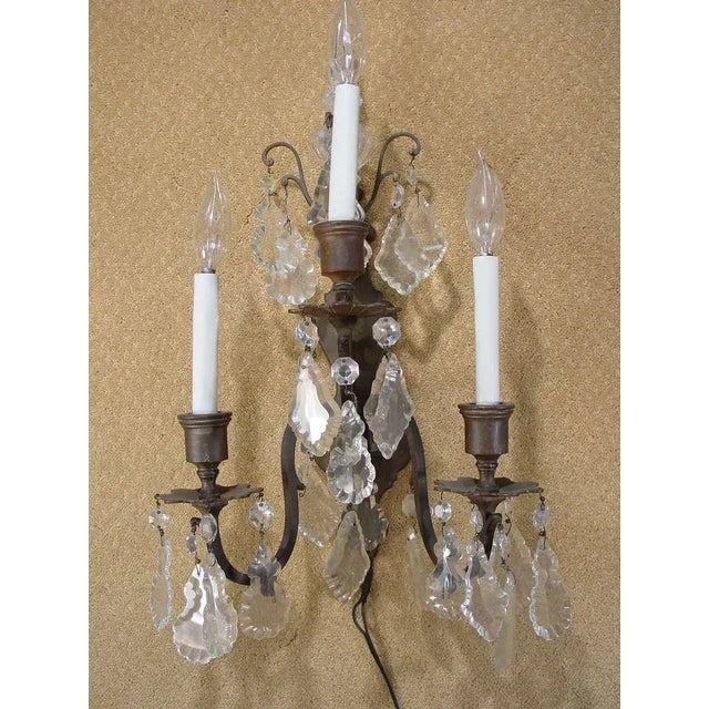 Early 20th Century Italian Cut Crystal Wall Sconces - a Pair - 2