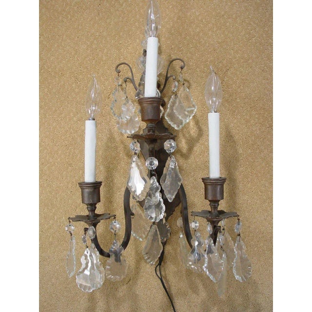 Early 20th Century Italian Cut Crystal Wall Sconces - a Pair - 4
