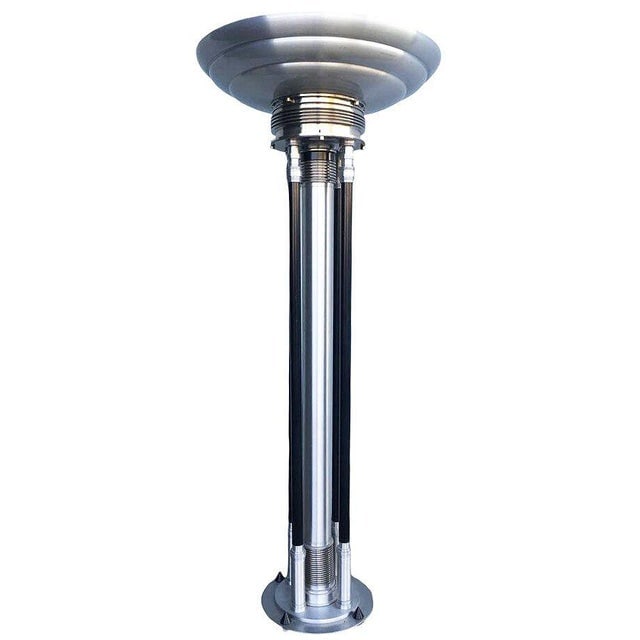 1980 Large Machine Age Art Deco Revival Aluminum and Steel Floor Lamp - 2