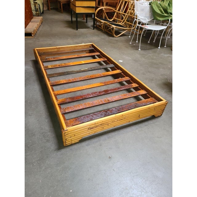 Restored Mid-Century Stacked Rattan Bed Sofa Daybed - 8