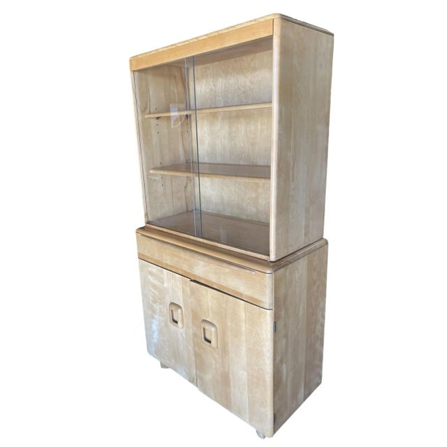 1950s Blond "Encore" Step Back Cupboard China Cabinet Etagere by Heywood Wakefield - 3