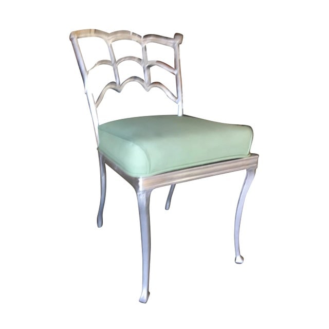 Art Deco Silver Tone Casted Aluminum Spiderweb Side Chair, Pair - 2