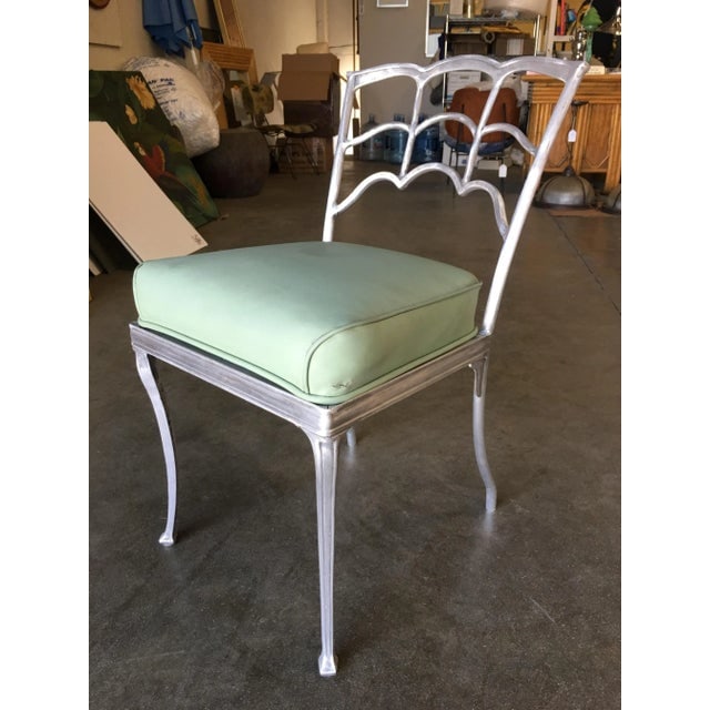 Art Deco Silver Tone Casted Aluminum Spiderweb Side Chair, Pair - 5