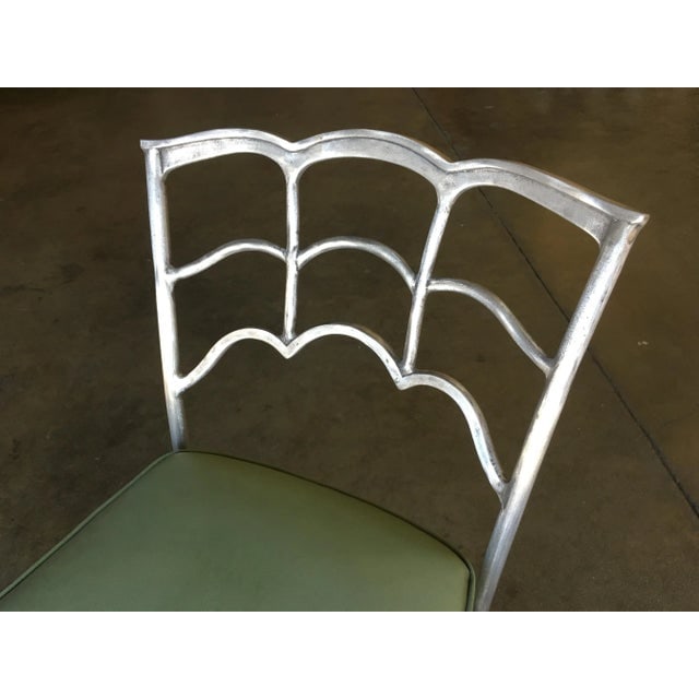 Art Deco Silver Tone Casted Aluminum Spiderweb Side Chair, Pair - 6