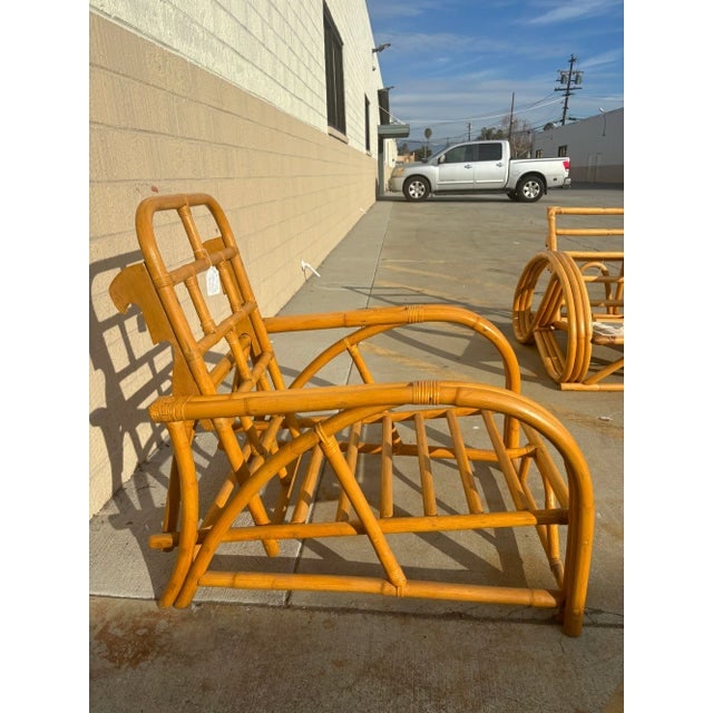 Restored 1940's Transition Rattan Recliner Lounge Chair - 10