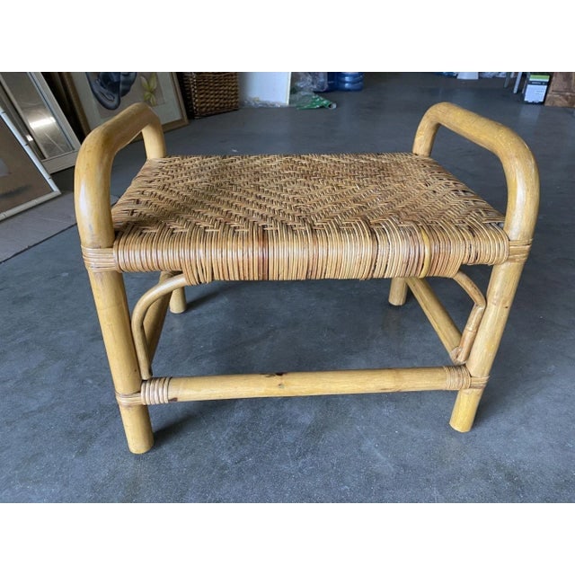 Restored Rattan Staple Stool With Woven Wicker Seat - 3