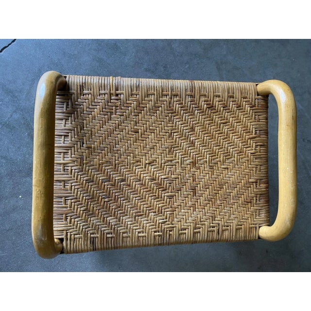 Restored Rattan Staple Stool With Woven Wicker Seat - 6