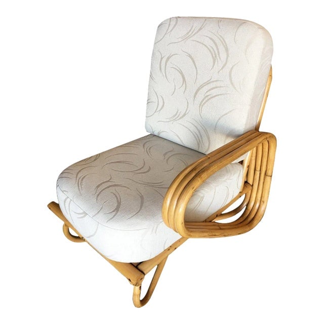 1950s Restored "Triple Triangle" Open Air Pretzel Single Arm Lounge Chair: Title: 1950s Restored "Triple Triangle" Open Air Pretzel Single Arm Lounge Chair Description: Rare "Triple Triangle" arm rattan lounge chair featuring arch looped base and the unique open-air single