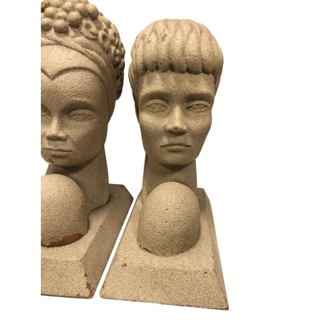 Mid-Century Hand Carved Modern Hawaiian Male and Female Bookends- a Pair - 10