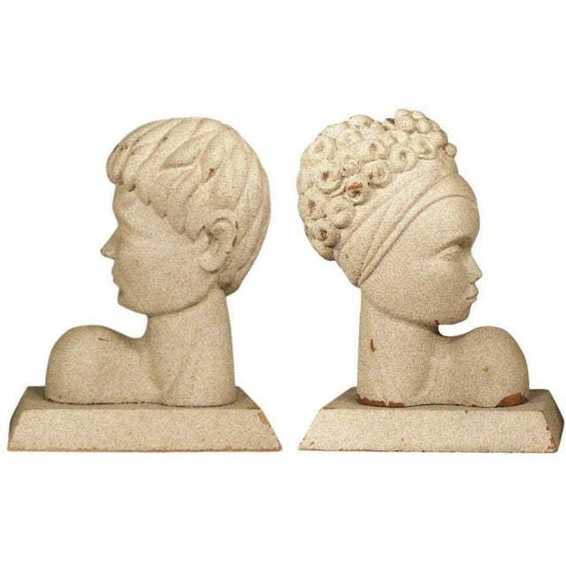 Mid-Century Hand Carved Modern Hawaiian Male and Female Bookends- a Pair - 2
